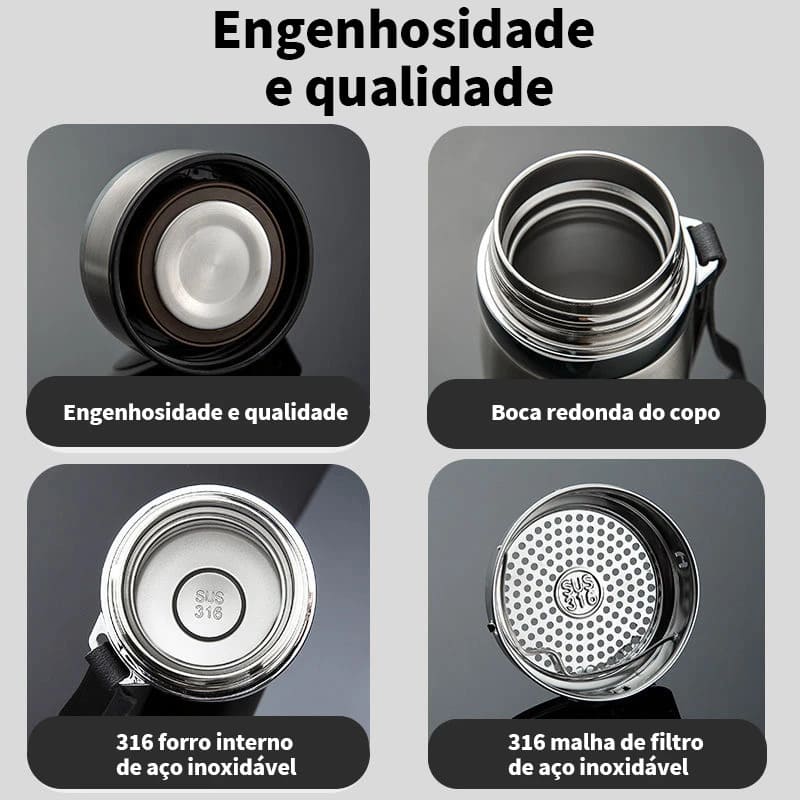 Garrafa Térmica de Aço Inoxidável Resistente