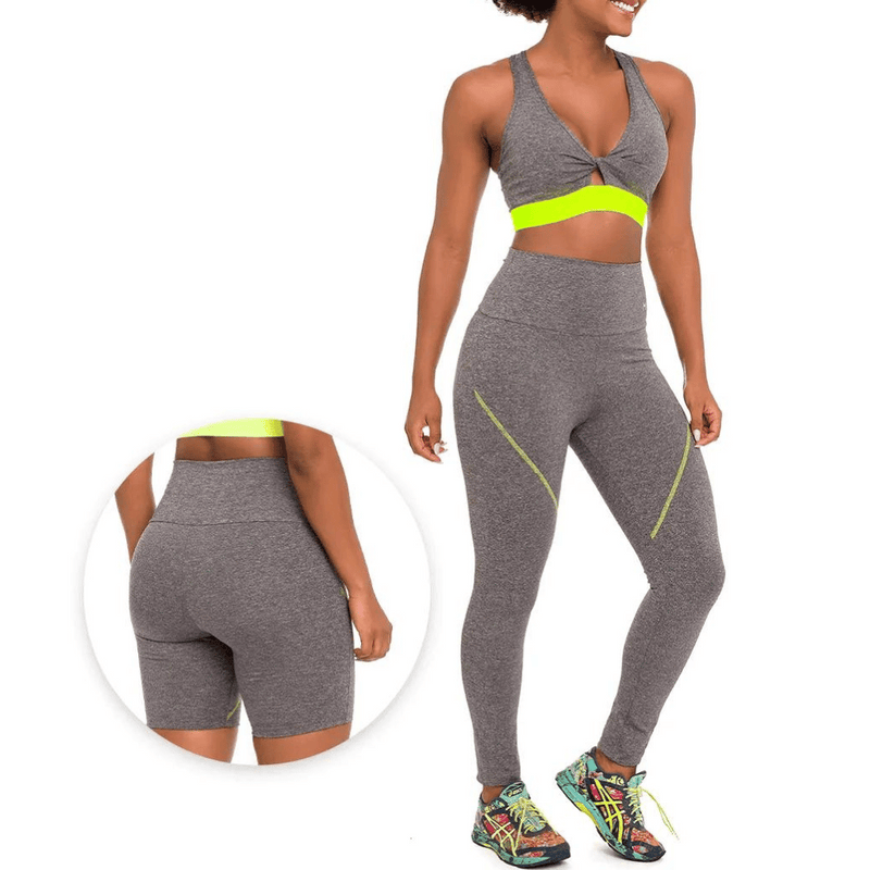 Conjunto Fitness Trio Colors Feminino com Top shorts e legging - Shopping Fitness