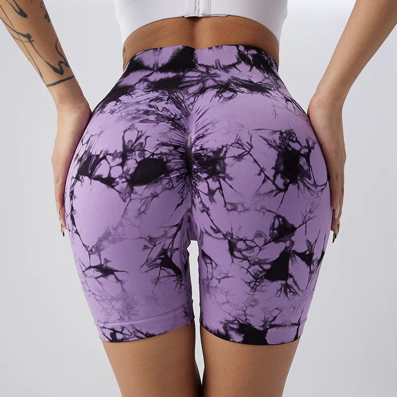 Shorts Fitness feminino modelo Tie Dye